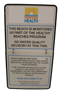 healthy beach sign