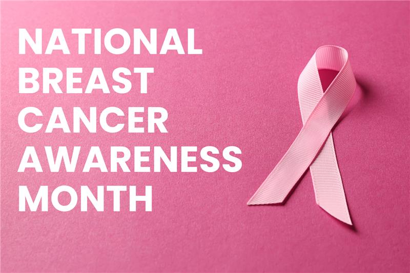 National breast cancer awareness month - depicts pink breast cancer ribbon