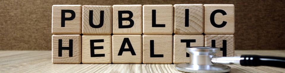 Image of wooden blocks and stethoscope, blocks read "PUBLIC HEALTH"