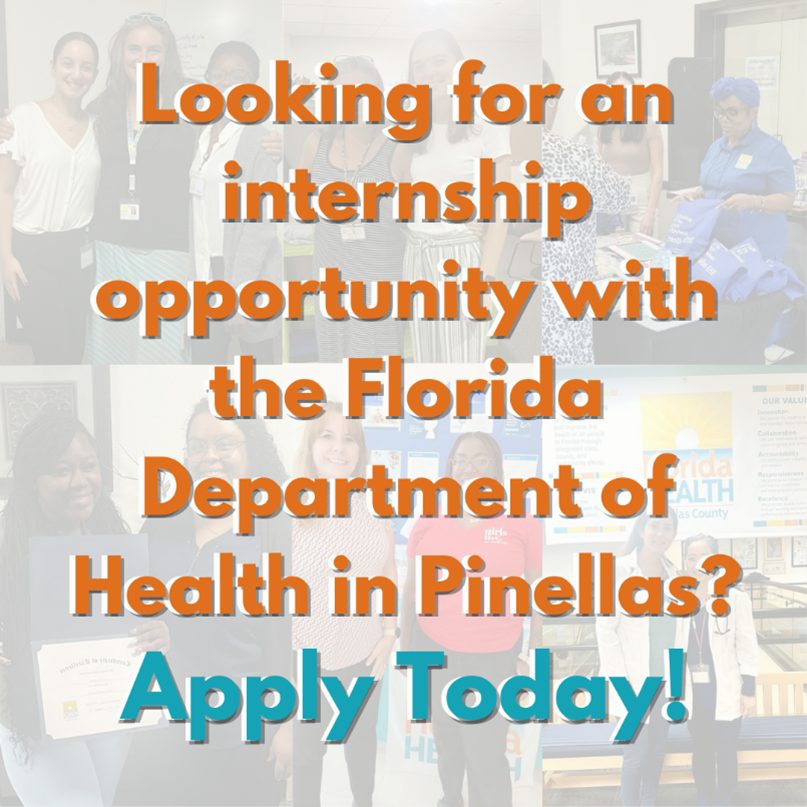 Looking for an internship opportunity with the florida department of health in pinellas?  apply today!