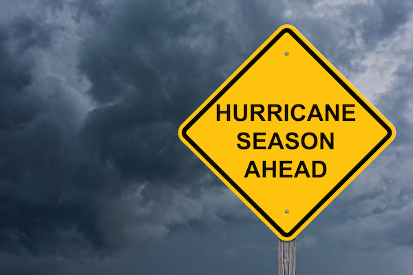 hurricane season ahead sign with storm in background