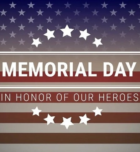 flag with text reading memorial day, in honor of our heroes