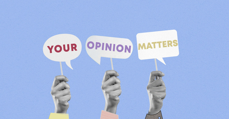 Your Opinion matters Collage with People Raised Hand