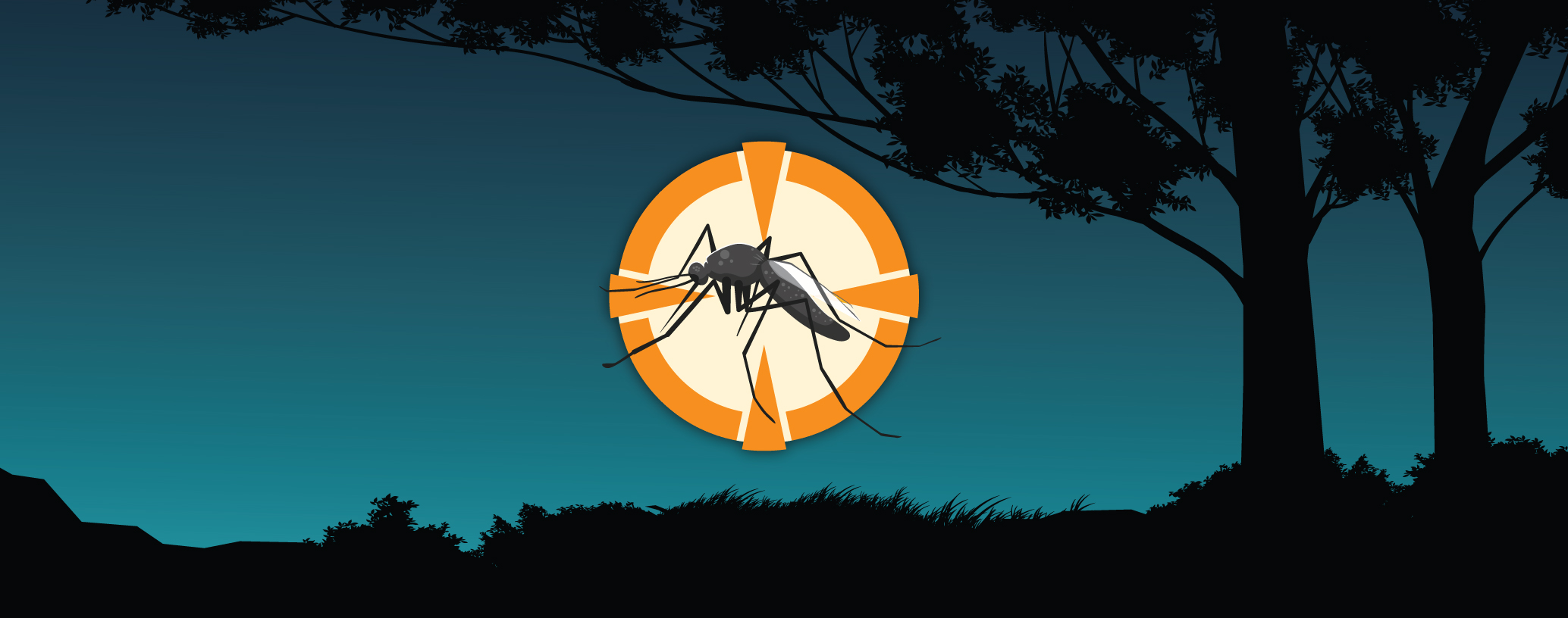 Illustration of a mosquito inside of an orange target